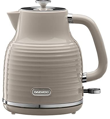 Daewoo Sienna 1.7L Rapid Boil Kettle, 3KW Cordless Electric Kettle, 360° Base, Auto Shut Off, Taupe Finish, Home, Office, Student Kitchen