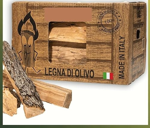 Legna da Ardere di Ulivo Olivo per Camino in scatole da 10kg , ideali per Barbecue, Forni e Stufe a Legna (10kg)