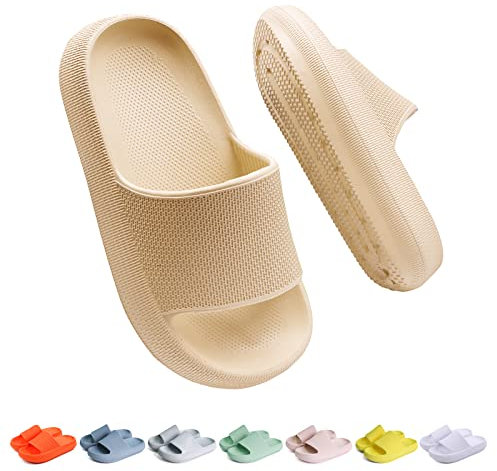 Buwege Claquette Enfant Chausson Antidérapant Piscine Fille Garçon Pantoufle Plage Bain Doux Plat Maison Sandales Kaki Clair 35 EU