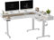 FEZIBO DREI Motoren Schreibtisch Höhenverstellbar Elektrisch mit 5 obere Schublade, L Form Stehpult, Links und rechts austauschbar, 190 x 160 cm eckschreibtisch, Weiß Rahmen/Weiß Tischplatte