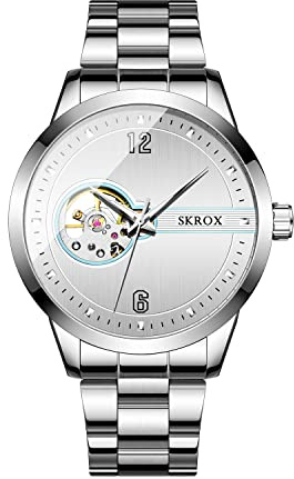 FORSINING Mechanische Tourbillon-Herren-Armbanduhr, Automatik-Armbanduhr mit Edelstahlarmband, 4-silber, Mechanisch