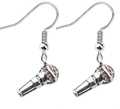 Microphone Charm Earrings Music Jewelry Musician Gifts for Singer Karaoke Gifts Music Teacher Gift (Microphone earrings eu)