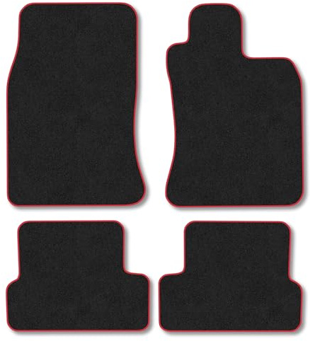 Mini Cooper (2001-2008) Carpet Car Mats | Red Edge Trim Tailored Fit Floor Mats Full Coverage Protection Accessories Easy Clean Anti Slip Made in the UK