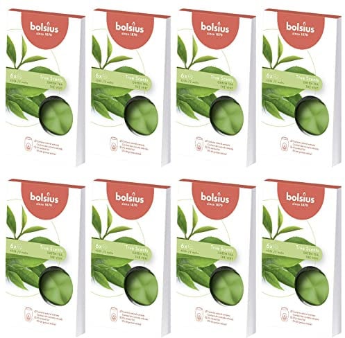 Bolsius Aromatic Wax Melts 8 x 6er Pack (48 Stück) Duft Schmelzblüten Wachs (Green Tea)