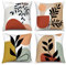 Hnmdmyi Kissenbezug Boho 50x50 4er Set, Abstraktes Blatt Pflanze Sonnenuntergang Sonnenaufgang Dekorative Kissenbezüge Geometrie Moderne Kunst Ästhetische Leinen Kissenhülle für Sofa Couch Home Decor