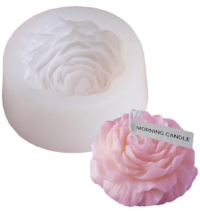 Youery Blume Silikonform, 3D-Pfingstrosen-Silikonharz-Seifenformen DIY Candles Mould Handbuch Seifen Gießformen Blumen-Fondant-Silikonform für Seife Kerzen Fondant Gebäck Schokolade Kuchendekoration