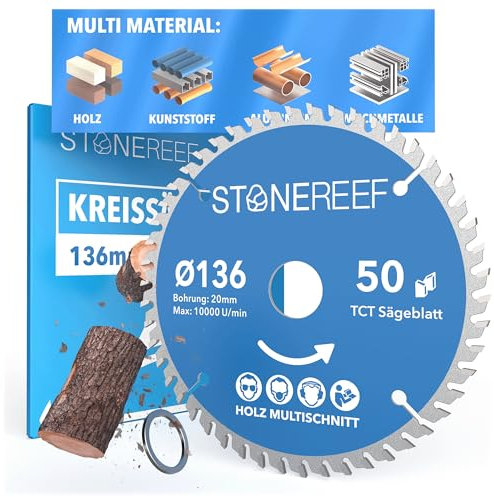 Sägeblatt 136x20 - Kreissägeblatt [inkl. Adapter auf Bohrung 20 &16mm], kompatibel mit Winkelschleifer von Bosch, Makita usw. - Sägeblatt Kreissäge Nagelfest - für Holz