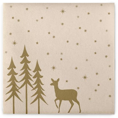 Mank Airlaid Servietten 40x40 cm, Premium Einweg Serviette, stoffähnlich und saugstark, perfekt für Weihnachtsfeiern & für die Adventszeit, Weihnachtsservietten 50 Stück Liane (Pebble Stone)