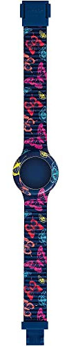 HIP HOP Orologio HBU1059 DONNA ANIMALS ADDICTED quadrante MONO-COLORE BIANCO e CINTURINO SILICONE STAMPATO BLU