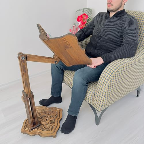 Grand support de livre réglable en bois pour livres lourds | Coran, Bible, dictionnaire, livre de cuisine, grand support de livre multifonctionnel