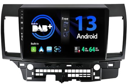 SXAUTO -Built-in DAB- Android 12 IPS Autoradio für Mitsubishi Lancer (2010-2016) - Eingebaut Carplay/Android Auto - Kamera + MIC - 4G+64G - 360-CAM Lenkradsteuerung Fast-Boot WiFi - 2 Din 10.1 Zoll