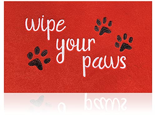 HLFMVWE Large Door Mats for Home Entrance Funny Text Doormat Floor Mats Wipe Your Paws Mat Welcome Mat for Front Door Non Slip Rubber for Dog 24X36