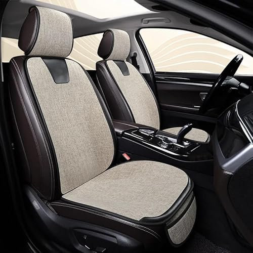 TERCAN 7 Stück Autositzbezüge Flachs Set für Jeep Renegade 2016-2023, Vordersitze & Rückbank Sitzbezüge Auto-Sitzbezug Komplettset, Auto-Zubehör Innenraum,A/BEIGE