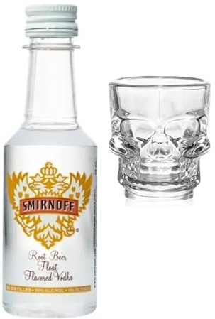 Smirnoff Spiced Root Beer Flavored Vodka 50ml with Shot Glass | Miniature Alcohol | All Occasion Gift