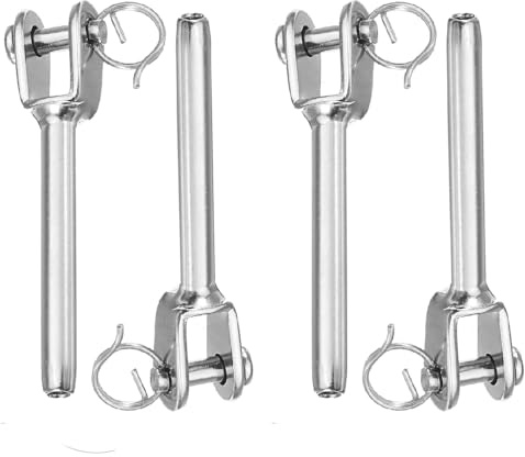 4 abrazaderas de cuerda de alambre, terminal de horquilla estampada de acero inoxidable de 4 mm, ajuste de cuerda de alambre de aparejo de mandíbula swage