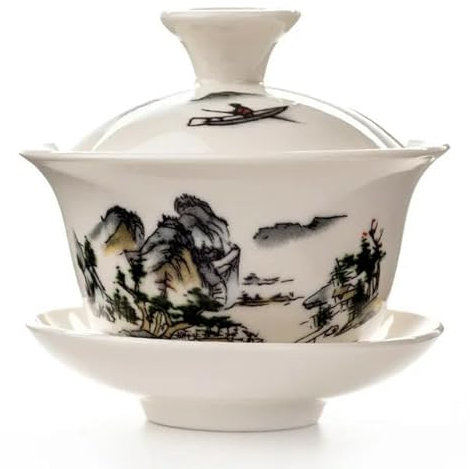 Tazze da tè Gaiwan eleganti tradizionali cinesi, zuppiera da tè in ceramica, coperchio, piattino, tazza da tè Kung Fu