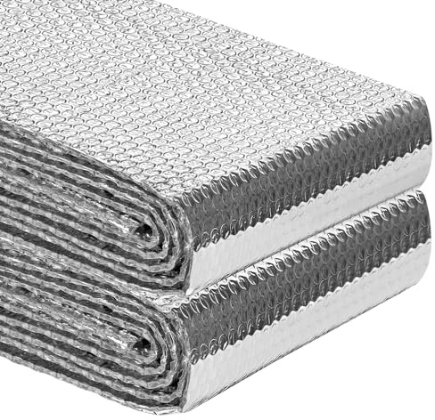 Reflective Insulation Roll 47inch x 10Ft Double Bubble Reflective Aluminum Foil Wrap Insulating Sheet Thermal Shield Radiant Barrier for Winter RV Window Thermal Cold Insulation Summer Heat - Silver