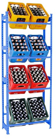 PROREGAL Getränkekistenregal High Big Camel | Blau | 8 Kisten | HxBxT 200x80x30cm | Kistenregal Getränkeregal Wasserkistenregal Bierkistenregal