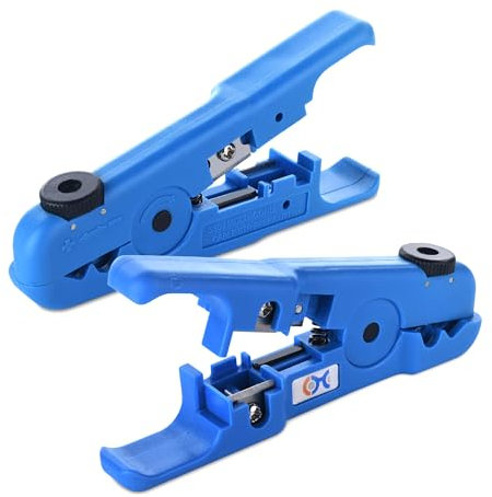 Cable Matters 2-Pack Wire Strippers/Cable Stripper in Blue, 8-16 AWG, Max 0.3 Inches/7.6mm OD Support, Adjustable Blade, Precision Cable Stripper Tool for Large Wires, Includes Cutter for Clean Cuts