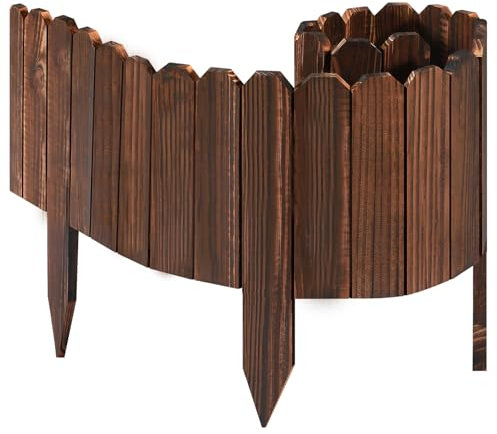 LINSHRY Garteneinfassung aus Holz, 4 Stück, 20,1 cm H × 1,2 m L, Landschaftsgrenze, dekorative Gartenzaun-Bordüre für Rasenkante, Landschaft, Blumenbeet, Gartengehweg (insgesamt 4,8 m Länge)