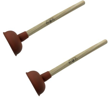 Dönges Pömpel, Abflussreiniger mit Holzstiel | Set Ø 140 und 110 mm Saugglocke | extra Saugkräftig für Abfluss, Waschbecken und Toilette | WC ohne Chemie Verstopfungen mit Pümpel lösen