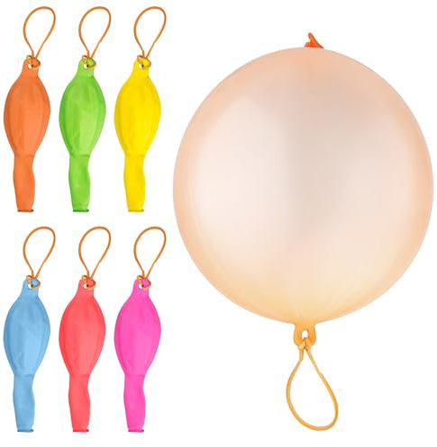 Tabanzhe 6Pcs Punch Balloons,Large Punching Balloons,Assorted Colours Fun Party Bag Fillers for Kids Indoor Outdoor Birthday Party Favours Game Prizes Decoration