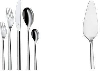 WMF Palermo Besteck Set 12 Personen, Essbesteck 60 teilig, Monobloc-Messer & Nuova Kuchenheber Tortenheber Edelstahl 23 cm