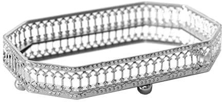 Mokylor Kristall-Kosmetik-Make-up-Tablett, Verspiegeltes Kristall-Kosmetik-Display-Tablett, Verspiegeltes Metall, Geschweißte Struktur, Schmuck-Organizer-Tablett, Make-up-Display-Kommoden(Rechteck L)