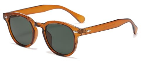Long Keeper Retro Runde Sonnenbrille - Vintage Sonnenbrille Rund Herren Damen Klassische Unisex Stil Retro Johnny Depp Brille mit Uv400 Schutz