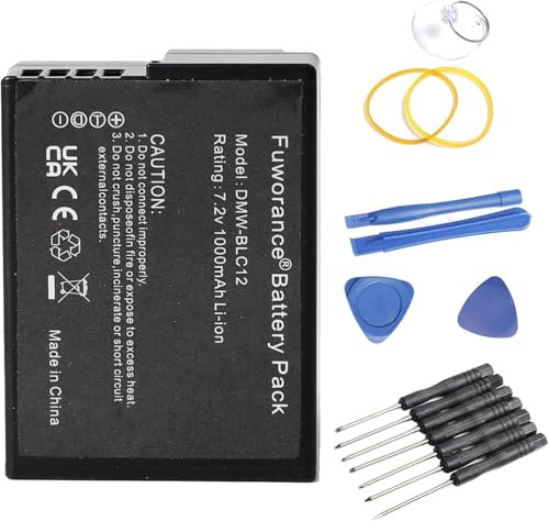 Fuworance 1000mAh 7.2V DMW-BLC12 Batterie de Rechange Compatible avec Panasonic Lumix DMC-G85 FZ1000 GH2 FZ200 G5 FZ300K GX8 G7 G6 BLC12E BLC12PP V-Lux4 Q-P CL Appareils Photo Li-ION Batterie