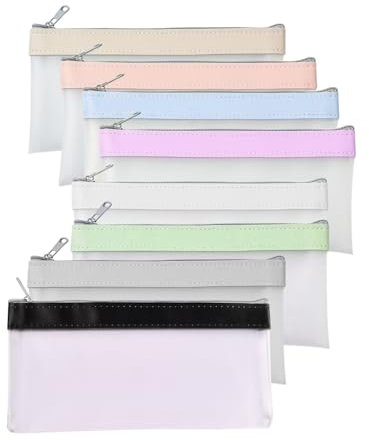 8 Pcs Geldtasche Banktasche, Dokumentenmappe A5, Dokumententasche mit Reißverschluss, Beutel Klein Wasserdicht, Geldscheine Aufbewahrung, Geldscheintasche Mini für Schule Business, 22,5x10,5cm