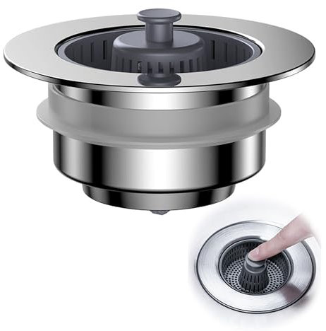 SEABABOO Colador De Fregadero De Cocina Colador para Fregadero De Cocina 3 En 1 Colador para Fregadero De Cocina Diámetro Interior 71-85 MM, Profundidad>40 MM (ABS, 10.8x7.2x5.5cm)