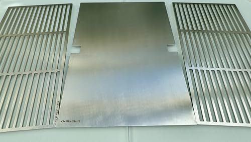 Grillrost + Grillplatte Edelstahl V2A Ersatzrost passt für Grills Weber Genesis II 2 E-410 GBS/LX E-440 GBS/LX S-440 GBS/ab Modell 2017 / E 410/440 / S 440/415 / 425/435 für Serie 400