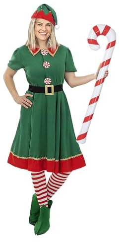 Funidelia | Elfenkostüm mit Zubehör für Damen Weihnachtself, Weihnachten, Wichtel - Kostüm für Erwachsene & Verkleidung für Partys, Karneval & Halloween