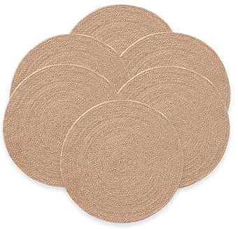 Tischsets, rund, Jute, natürlich, handgefertigt, 38 x 38 cm, 6 Stück