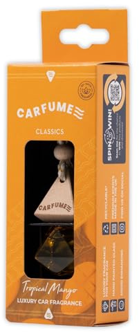 Carfume Classic Tropical Mango Car Air Freshener | Premium Exotic, Fruit & Citrus Fragrance | Luxury Unisex Recyclable Scented Diffuser - Odour Eliminator - UK Made Car Accessories