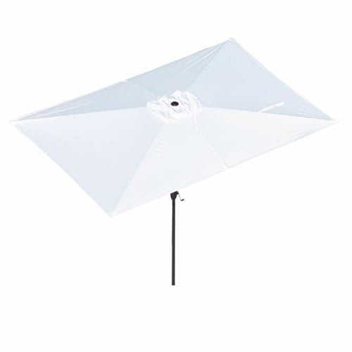 XQJLBZA Parasol de Jardin Rectangulaire Ø200 x 300 CM, Protection UV50+, Imperméable Parasol de Terrasse avec Manivelle(White)