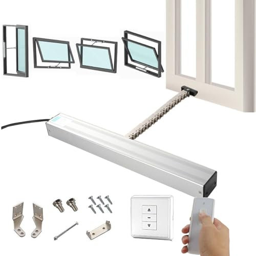 TRTDYFKH Apri e Chiudi Finestra motorizzati, Corsa di Apertura Automatica della Finestra, 300-800 mm con Interruttore a Parete + Telecomando(500mm)