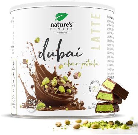 Nature's Finest Dubai Latte - Bevanda di Cacao e Pistacchio con Inulina e Clorella - Detox Naturale, Prebiotico Intestinale, Senza Zucchero Aggiunto, Basso Contenuto Calorico, Vegan e Keto Friendly
