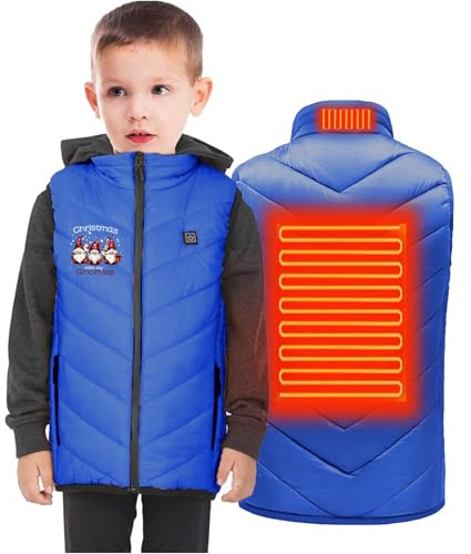 Gilet Chauffant Electrique Enfants Sans Manche Garçons Filles Veste Chauffant Manteau Doudoune Chauffant avec 2 Zones de Chauffage pour Le Travail en extérieur Tenue Quotidienne Ski Équitation Moto