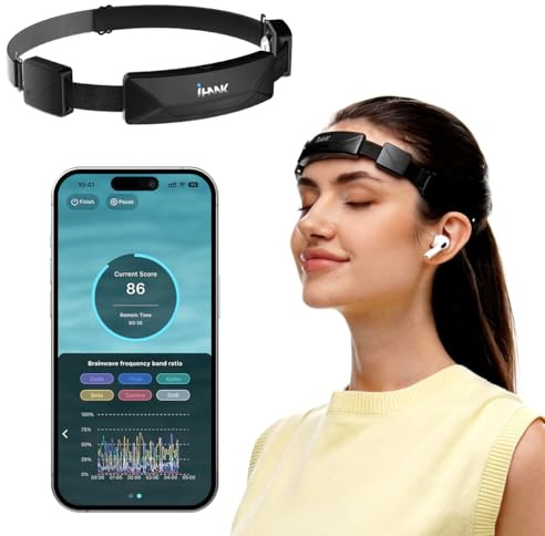 SereniBrain Meditations-Stirnband, EEG Neurofeedback Gerät, Echtzeit-Audio & Visuelles Feedback für Meditationstraining | Verfolgt Alpha, Beta, Gamma, Theta, Delta und SMR Gehirnwellen
