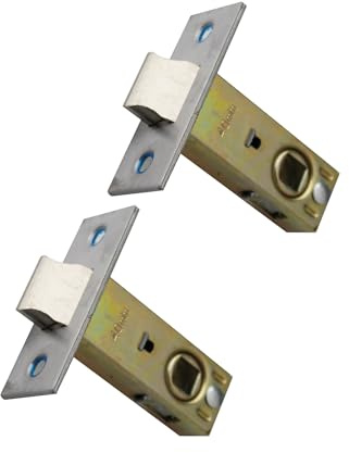 MACHSWON Tubular Latch Flat 40mm Internal Door Lock Mortice Latch Polished Door Latches & Bolts for Sprung Lever Door Handles 2Pcs