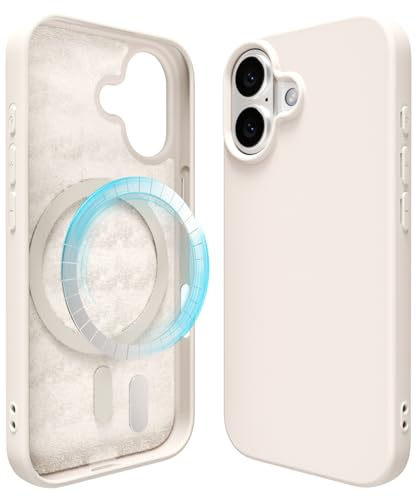 oakxco für iPhone 17 Hülle Magsafe Silikon Handyhülle Bunt, Ultra Dünn Slim Case Einfarbig Handy Hülle Mädchen, Magnetisch Induktives Laden Schutzhülle Matt Silikonhülle Glatt TPU Gummi, Beige Taupe