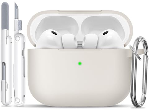 TNSNK für AirPods Pro 3 Hülle, B3-Stone White | Weiches Silikon, unterstützt kabelloses Laden, with Clean Kit & Keychain, Leicht, Rutschfest, Kratzfest