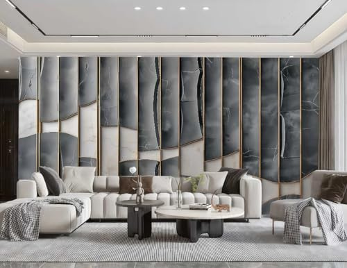 rskjdghshd Wallpaper Modern Matte Black and White Art Texture Paint Rock Painting TV Sofa Background Wall Bedroom Living Room Study Mural,3D,350x245cm