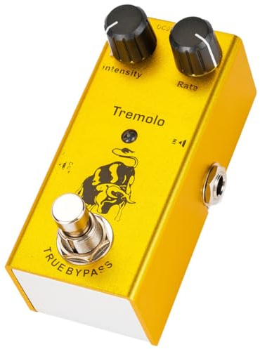 Tremolo Kleiner Gitarreneffekt für Gitarre mit True Bypass | Rate Control und Feineinstellung, Legierungsgehäuse in Gelb, Kompaktes Effektpedal für Kinder