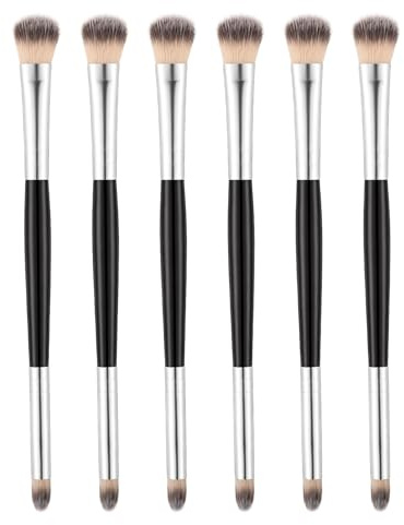 SULIKJHUI 6 Pcs Dual Ended Eyeshadow Brush | 2 in 1 Soft Blending Eye Makeup Brush with Smudge And Precision Tips for Concealer, Eyeliner, Eyebrows, Travel, Black