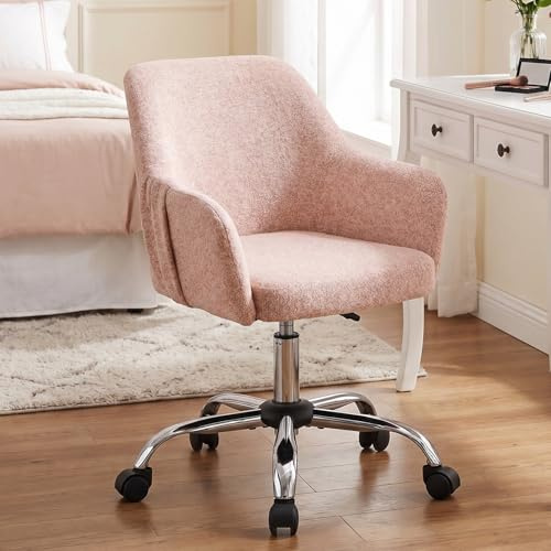 LEADZM Chaise Bureau, Fauteuil, Chaise pivotante, Réglable en Hauteur, Rose | Velours Snowflake, Chaise Pivotante Réglable pour Bureau, Chambre