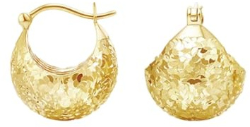 Tolldek Creole Hoop 9K/14K/18K Gelbgold Echtgold Schmuck, Kugel Pailletten Ohrstecker, Ohrstecker Weihnachten 18/14/ 9 Karat Gold