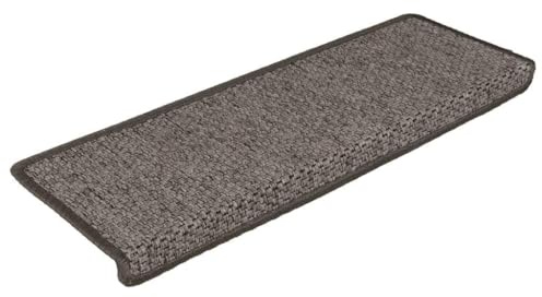 Foknhdi Stufenmatten Set Grau 30x Selbstklebend 65x21cm Treppenstufen Teppich Sisal-Optik rutschfest Polypropylen 5,3 mm